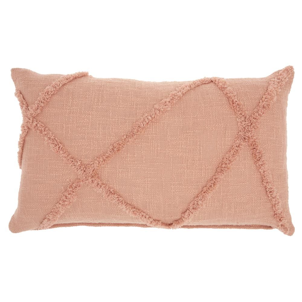 Mina Victory Life Styles Blush 14 in. x 24 in. Distressed Diamonds Textured Cotton Throw Pillow | The Home Depot