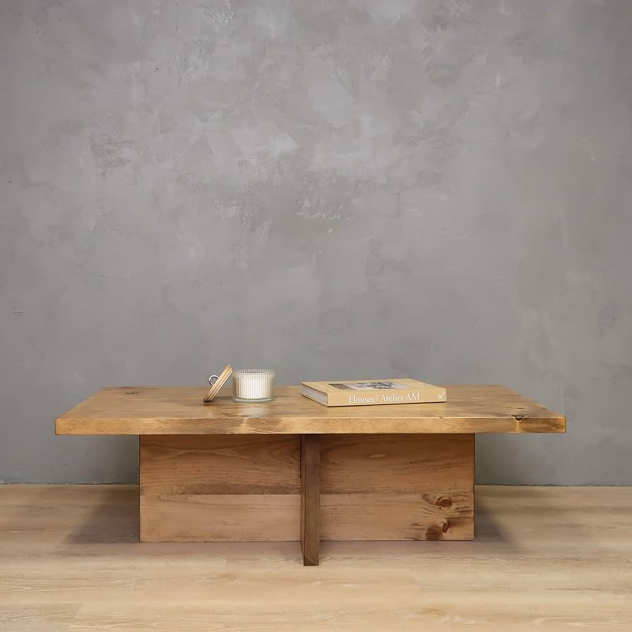 Solid Wood Coffee Table with Cross Base Legs, Rustic, Modern, Living Room, Bedroom, Made in USA (... | Amazon (US)