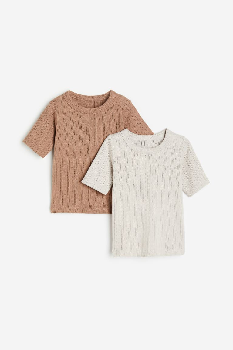 2-pack pointelle cotton T-shirts | H&M (UK, MY, IN, SG, PH, TW, HK)