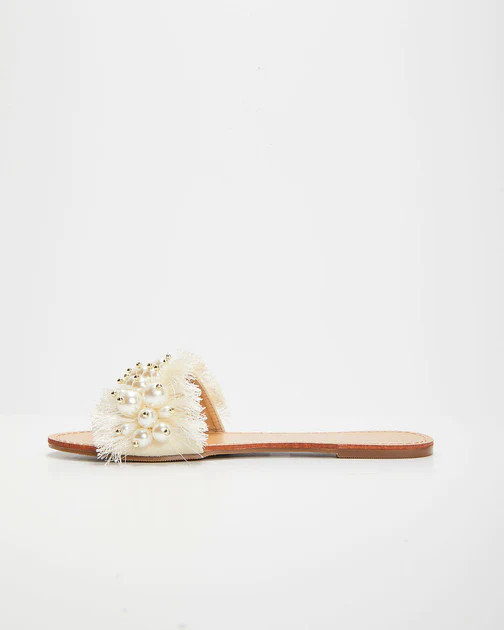 Carys Pearl Embellished Sandals - Ivory | VICI