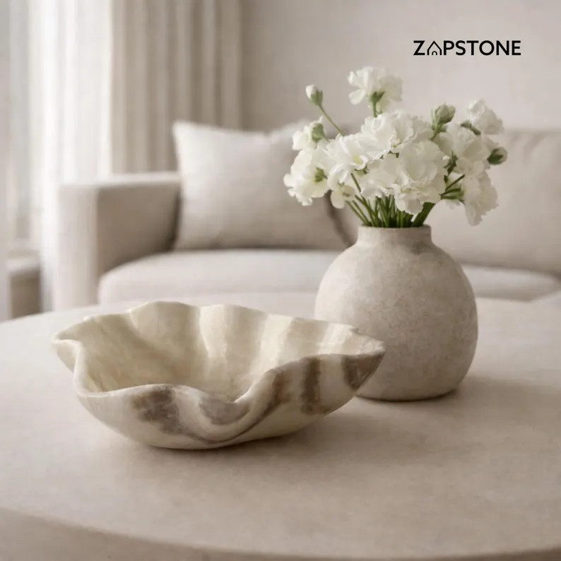 Onyx Bowl Handmade – Irregular Wavy Edge Stone Bowl, Decorative Centerpiece, Natural Luxury Hom... | Etsy (US)