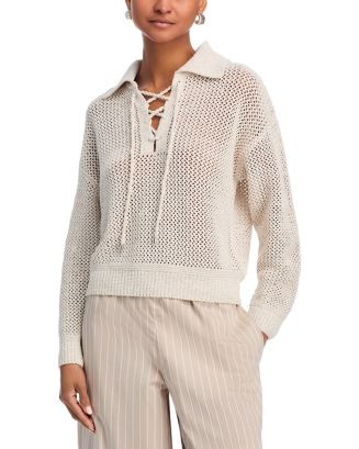 AQUA Sequin Open Stitch Lace Up Sweater - Exclusive  | Bloomingdale's Women | Bloomingdale's (US)