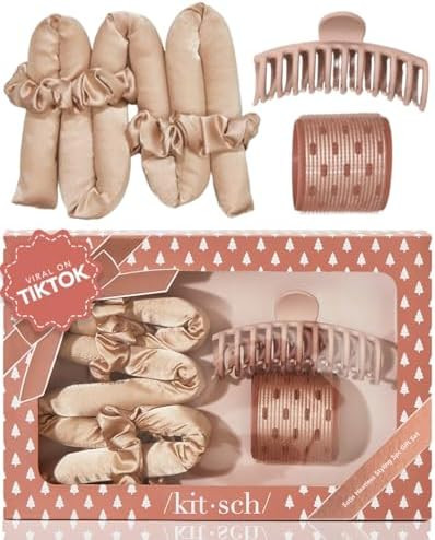 Kitsch Satin Heatless Hair Curler Styling 5pc Gift Set - Satin Heatless Hair Curler w/ 2 Scrunchi... | Amazon (US)