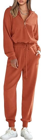 PRETTYGARDEN Women's 2 Piece Sweater Set Pullover Zip Up Sweatshirt Jogger Sweatpants Tracksuit C... | Amazon (US)