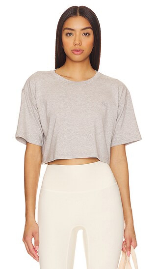 Hazel Cropped Tee in Heather Grey | Revolve Clothing (Global)