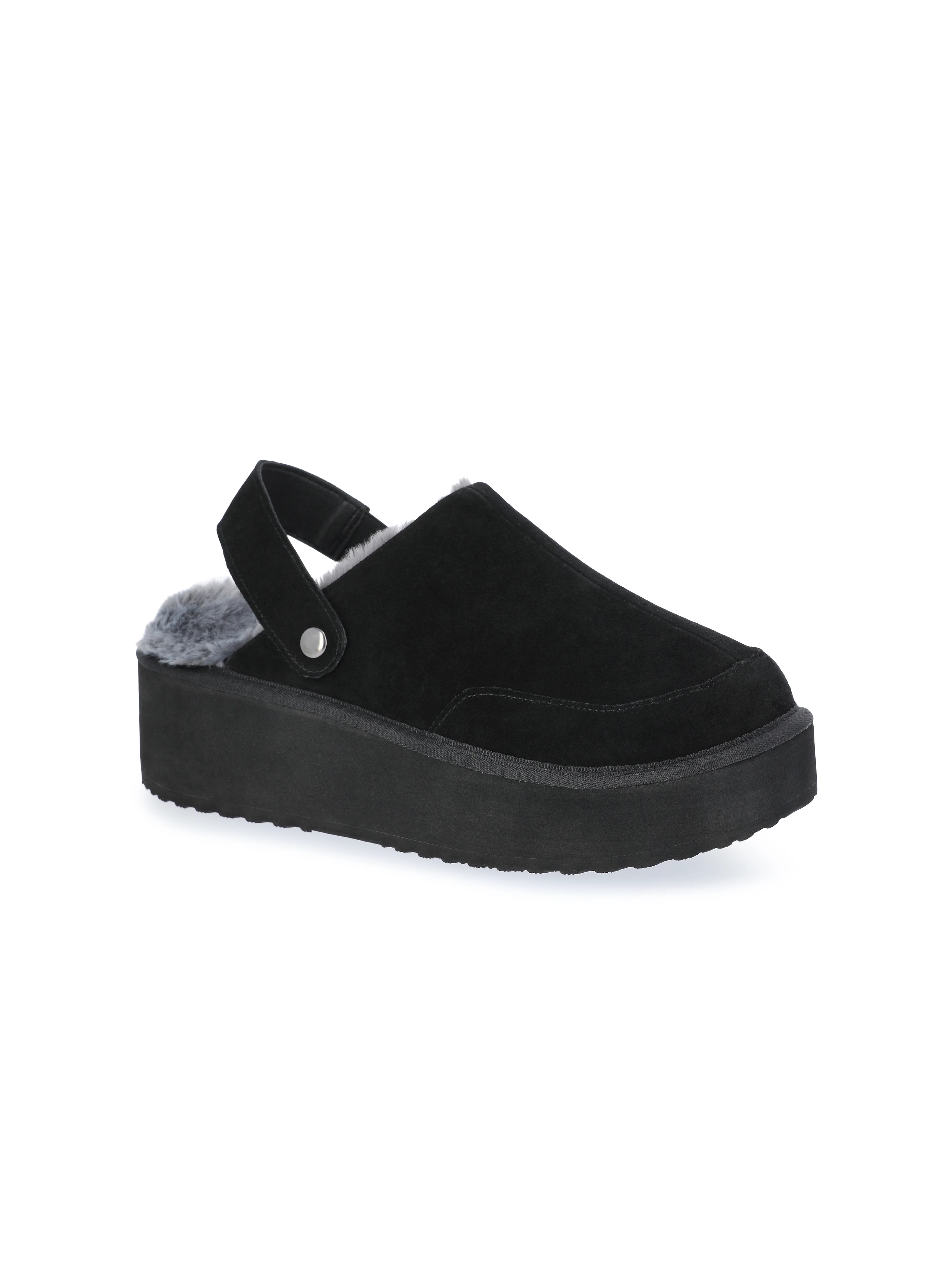 Joyspun Women's Faux Fur Convertible Clog Slippers | Walmart (US)