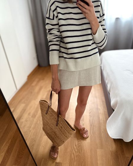 Summer look ✔️
The sweater is currently out of stock; linked alternatives 
The basket is from the Mango old collection, also linked similar 

#LTKsummer #LTKspring