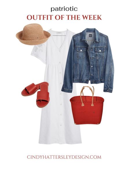 Patriotic Outfit of the Week white midi dress, red sandals, jean jacket straw hatt

#whitedress #jeanjacket


#LTKStyleTip #LTKSeasonal #LTKTravel
