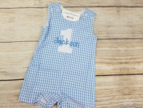 Baby Boy 1st Birthday Romper Number 1-9 Applique Outfit | Etsy | Etsy (US)