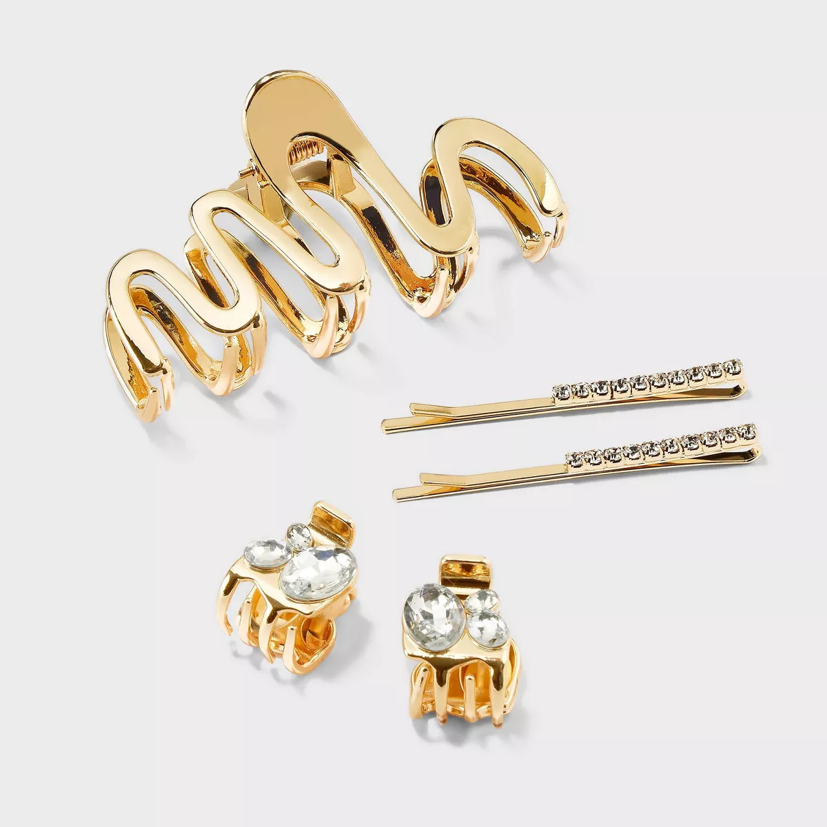 Clear Glass Bobby Pin Claw Hair Clip 5pc - A New Day™ Gold | Target