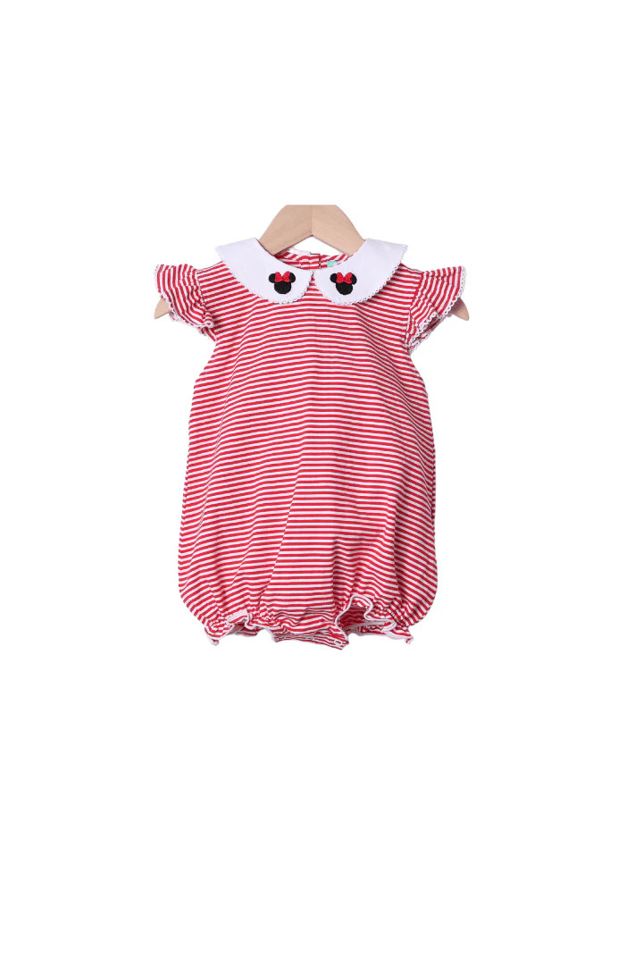 Mouse Red Knit Stripe Flutter Bubble | The Smocked Flamingo