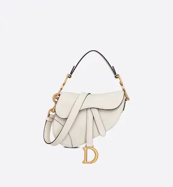 Mini Saddle Bag with Strap Latte Grained Calfskin | DIOR | Dior Couture
