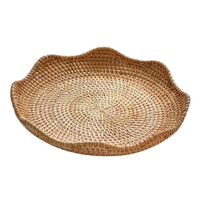 Rattan Round Serving Tray Platters Container Hand Woven Wicker Tray for Table Centerpiece Decorat... | Walmart (US)
