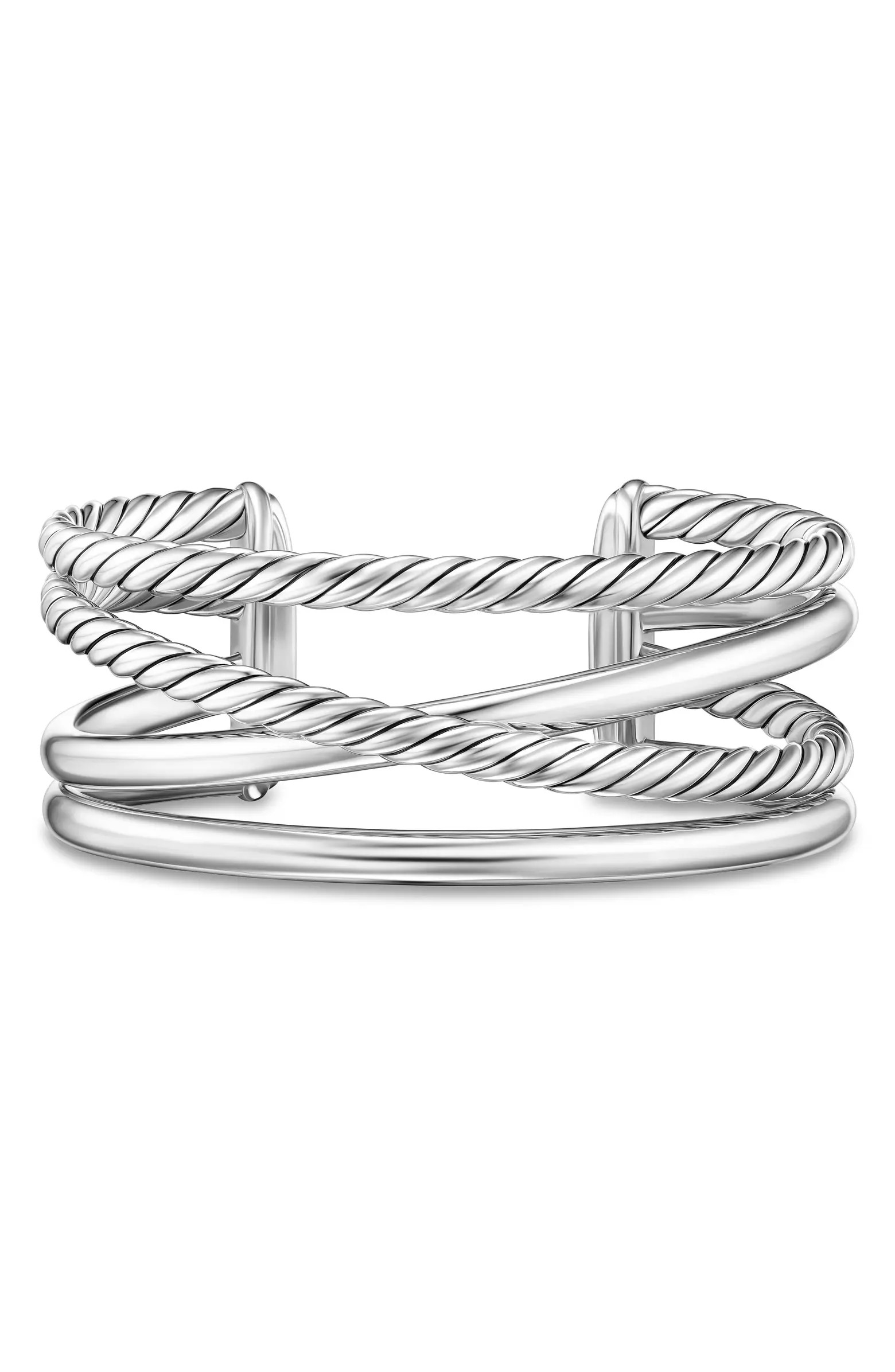 Bold Crossover Multi Row Cuff Bracelet in Sterling Silver, 24.4mm | Nordstrom