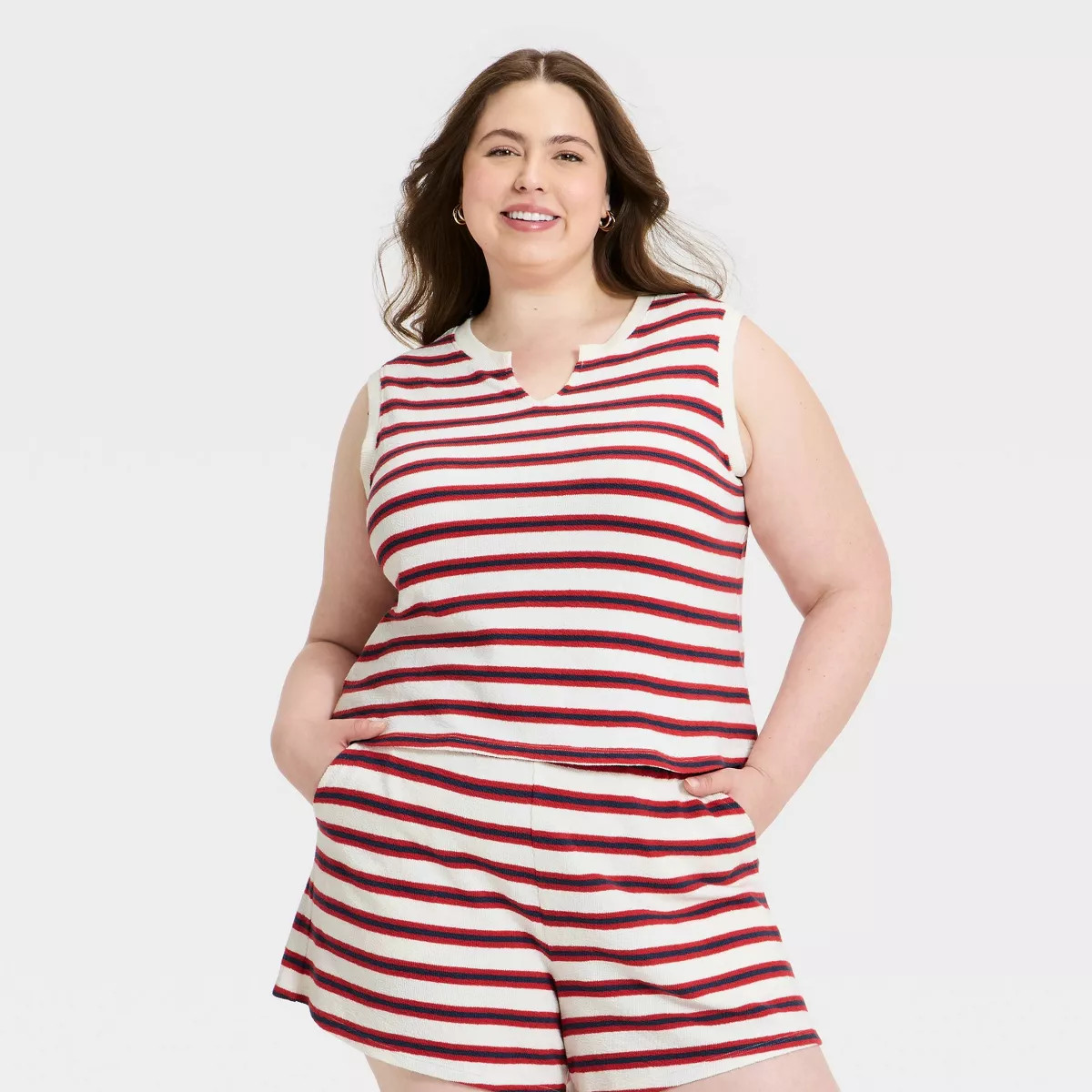 Women's Knit Muscle Tank Top - Universal Thread™ Blue Striped 1X | Target