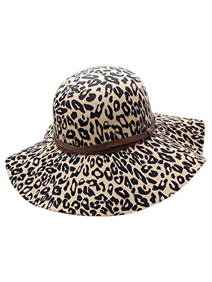 Luxury Divas Leopard Print Wool Floppy Hat | Amazon (US)