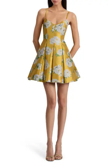 Alice + Olivia Isabelle Floral Minidress in Floral Caf Golden Hour at Nordstrom Rack, Size 2 | Nordstrom Rack
