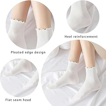 DarkCom 6 Pairs Women's Ruffle Socks Cute Ankle Socks Super Soft Breathable Cool Frilly Socks For... | Amazon (US)