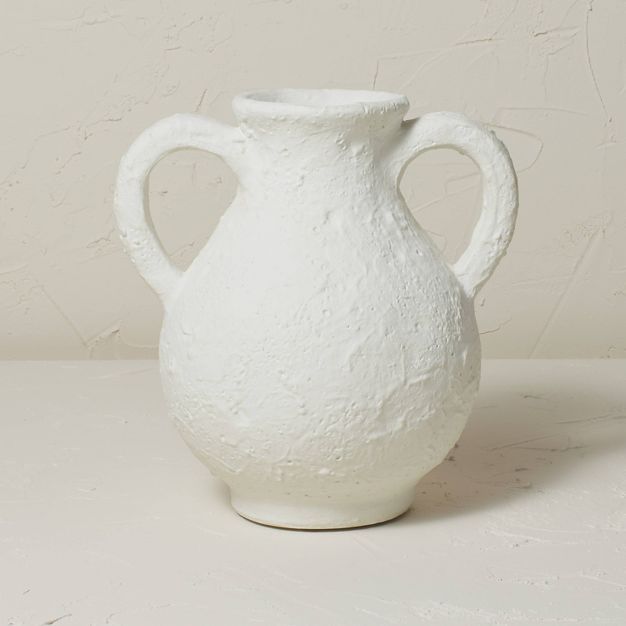 9.5" x 9" Terracotta Vase with Handle Chalk White - Opalhouse™ designed with Jungalow™ | Target