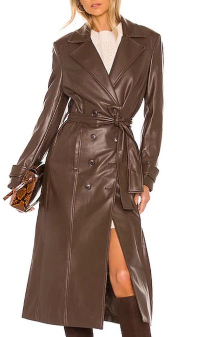 Long faux leather coat, brown coat, trench coat 

#LTKstyletip #LTKSeasonal #LTKHoliday