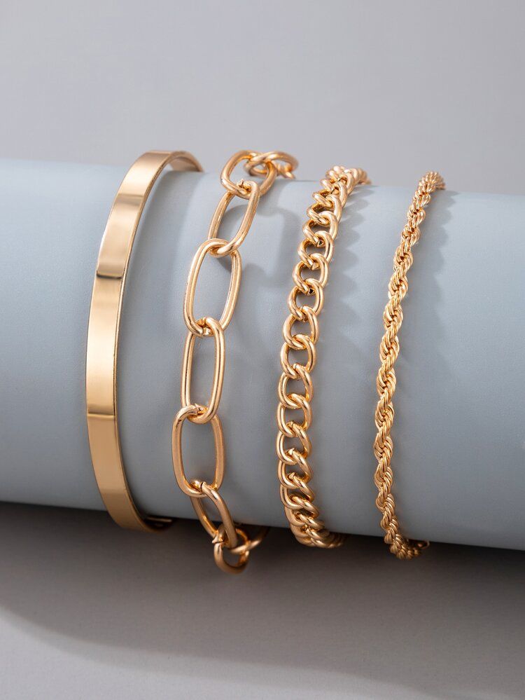 4pcs Simple Chain Bracelet | SHEIN