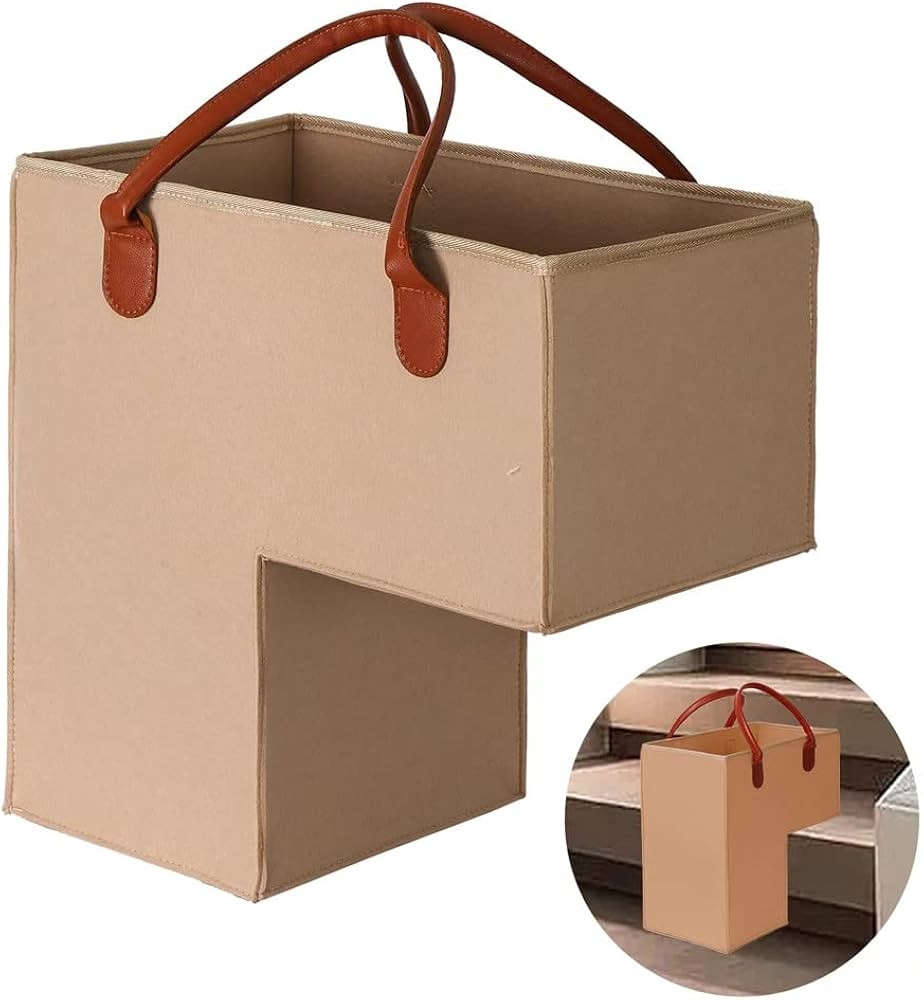 Levier Stair Basket with Leather Handles,Premium Felt Staircase Baskets for Carpeted and Wooden S... | Amazon (US)