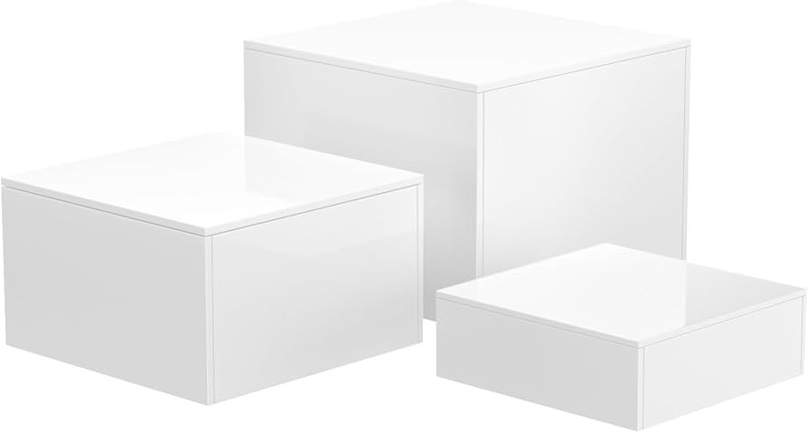NIUBEE Buffet Risers, 3PCS Acrylic Risers for Display Dessert Figures Collectible Show, White Cub... | Amazon (US)