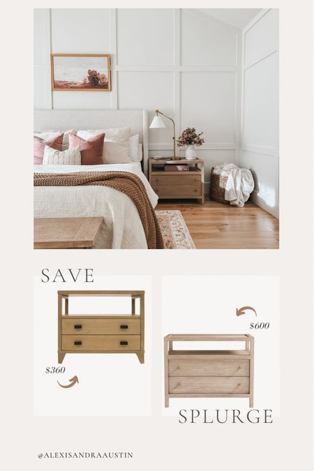 Nightstand save or splurge! Love this dupe with a similar shape and style as my bedroom nightstands- also on sale for a limited time!

Bedroom style, nightstand finds, deal of the day, save or splurge, furniture faves, wooden furniture, Crate and Barrel, Joss and Main, bedroom refresh, natural wood, neutral bedroom, sale alert, shop the look!

#LTKhome #LTKsalealert #LTKSeasonal