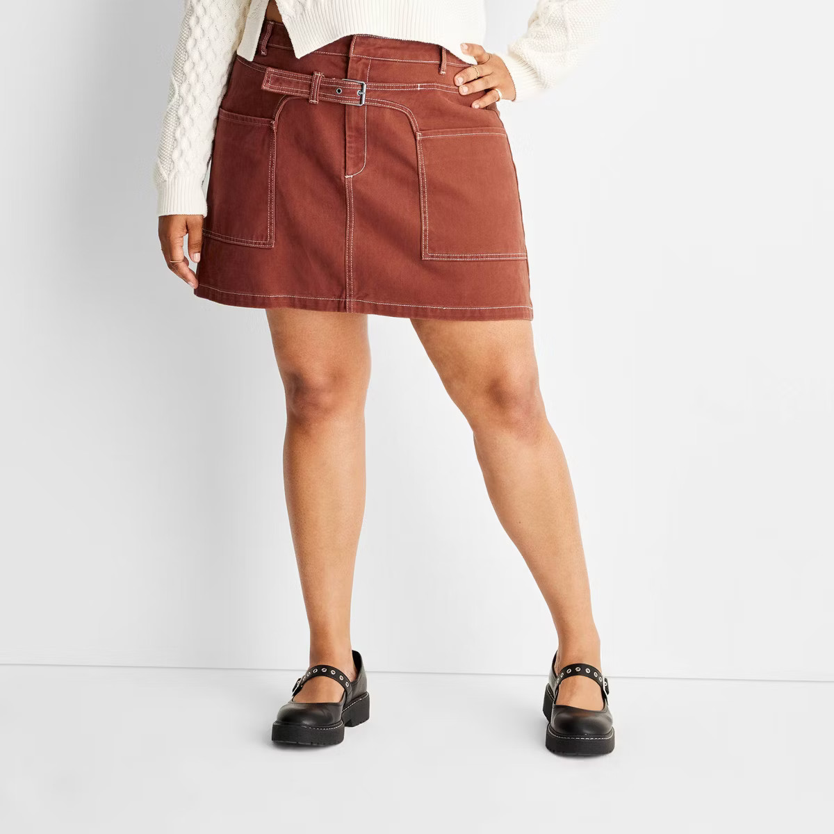 Women's Saddle Wrap Mini Skirt -  Future Collective™ with Reese Blutstein Rust | Target