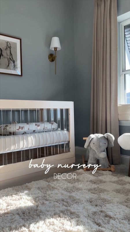 Neutral grey baby nursery decor 🩶🧸 baby nursery, modern nursery, acrylic crib, Amazon curtains 

#LTKfindsunder100 #LTKbaby #LTKhome