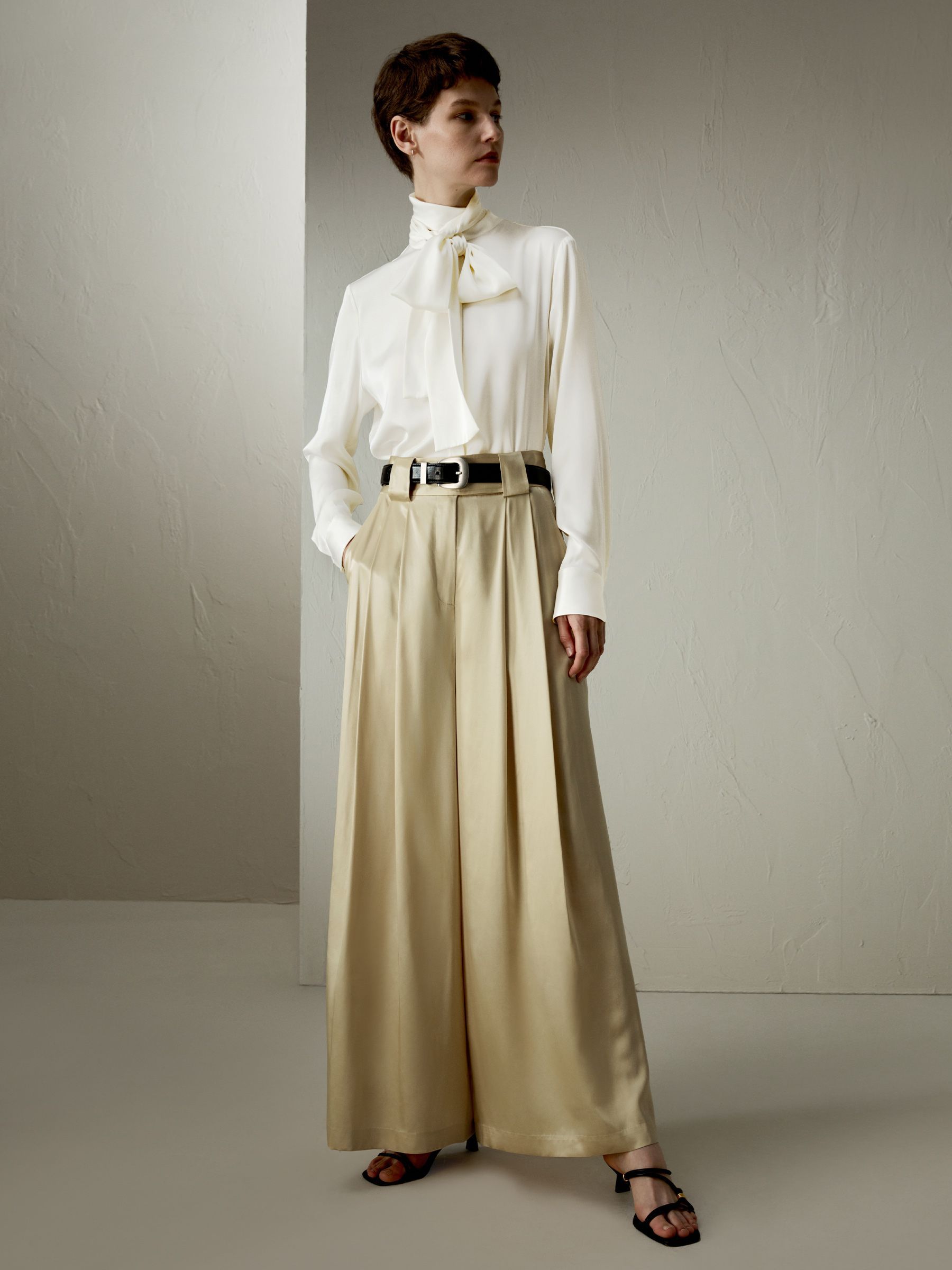 Watershine Silk Wide-Leg Pant | LilySilk