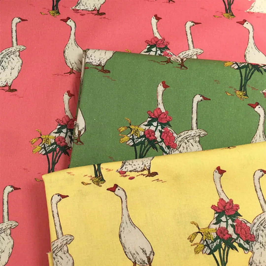 Vintage Goose Floral Fabric Cartoon 100% Cotton Fabric by the Half Yard - Etsy | Etsy (US)