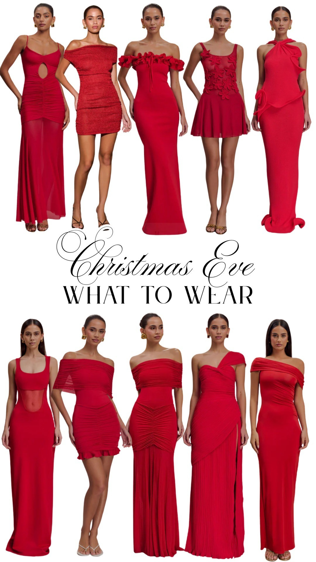 Red Christmas Evening Dresses ✨🎄The holidays are the perfect time to shine – and nothing says festive elegance quite like a red dress. I’ve curated a collection of the most feminine red dresses from Meshki, perfect for Christmas parties, evening celebrations, and holiday dinners.Think luxe satin fabrics, chic bodycon cuts, flowing midis, and statement maxis – each piece designed to make you feel confident, glamorous, and ready to celebrate. Whether you prefer a sleek silhouette or a romantic touch, these dresses bring the perfect balance of sophistication and holiday sparkle.❤️ Why Red for Christmas?It’s timeless, festive, and always on trend.A red dress instantly elevates your evening look.From cocktail hours to formal dinners, it’s the ultimate holiday statement.Pair your dress with gold jewelry, strappy heels, and a bold lip for the ultimate Christmas evening style.✨ Shop my edit below and find your perfect red Meshki dress to light up the holiday season.

#LTKStyleTip #LTKParties #LTKWedding