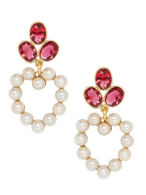 Crosby 24K Antique Goldplated Quartz & Faux Pearl Heart Earrings | Saks Fifth Avenue
