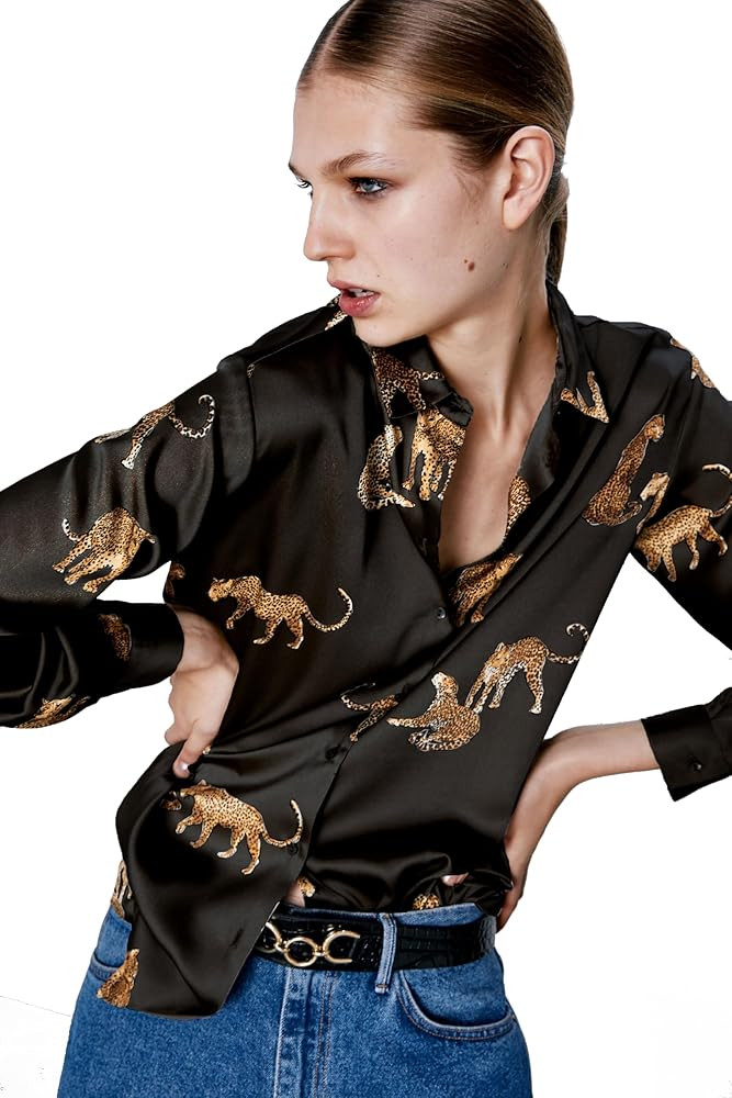 Women's Blouse Satin Silk Shirts, Casual Loose Long Sleeve for Office Work, Corporate Outfit Clot... | Amazon (US)