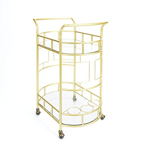 Silverwood FS1133B-COM Sinclair 2-Tier Serving Cart 2, 17" L x 26.5" W x 34.5" H, Gold | Amazon (US)