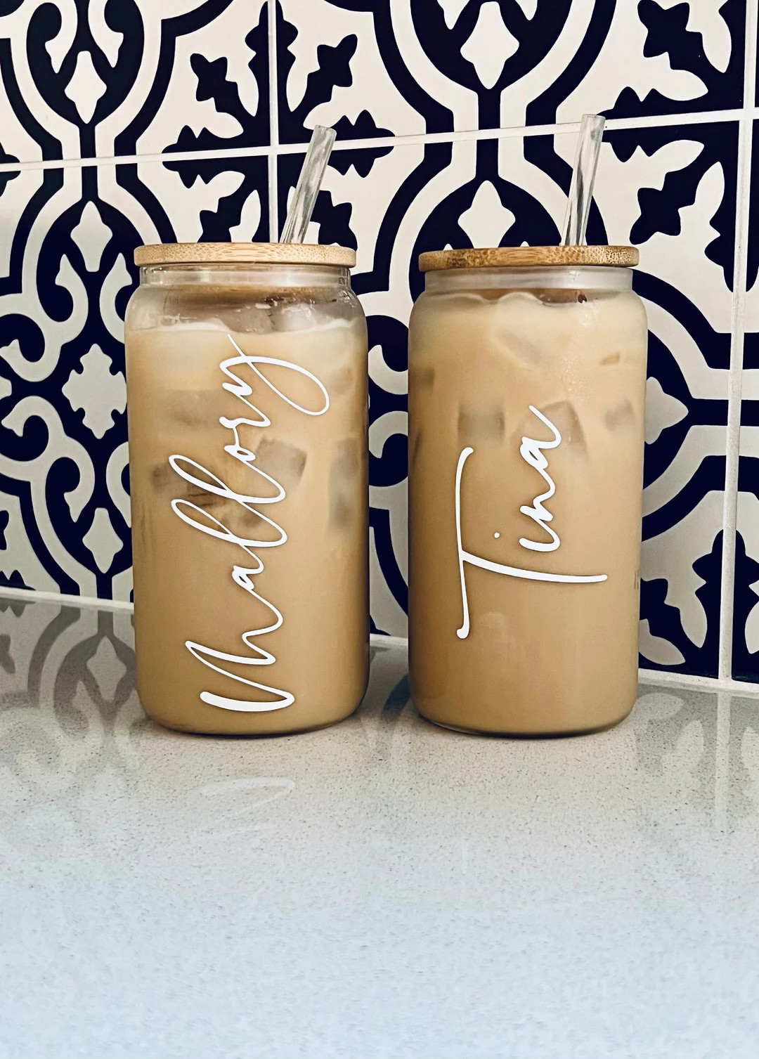 Personalized Iced Coffee Cup, Custom Beer Can Glass with Lid and Straw, Bridesmaid Gift, 16oz Glass  | Etsy (US)