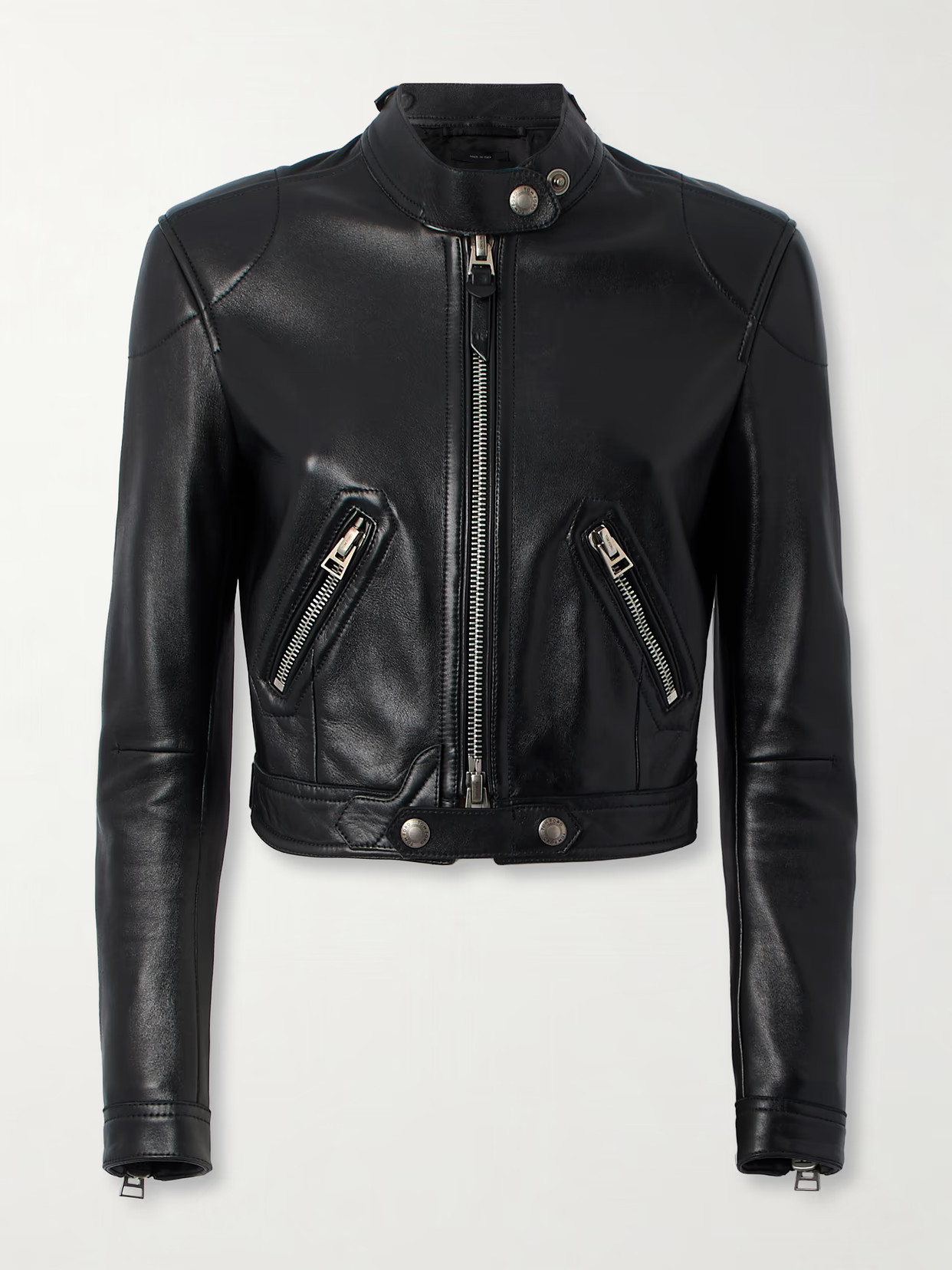 TOM FORD - Cropped Leather Biker Jacket - Black | NET-A-PORTER (US)