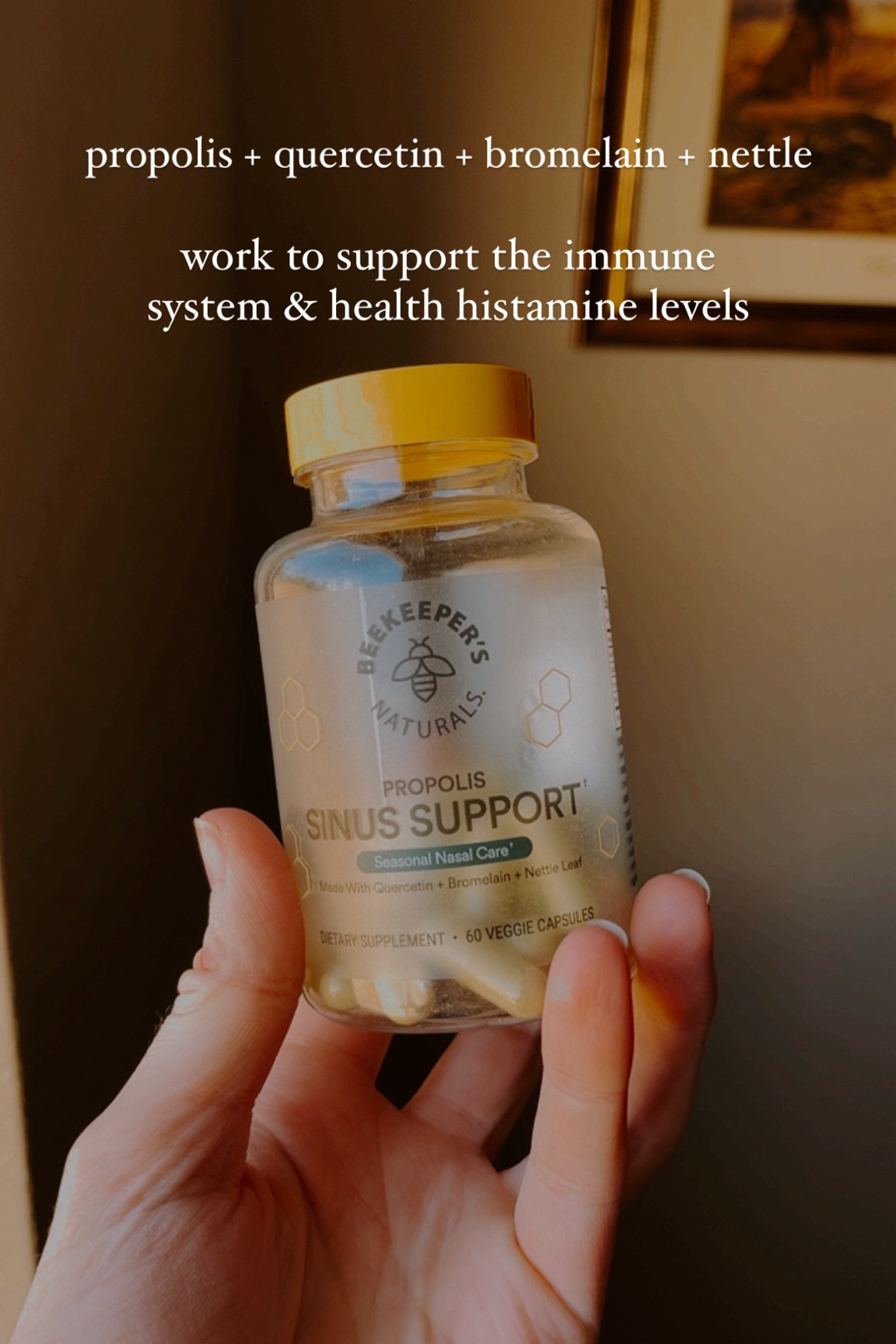 sinus support from beekeeper’s naturals - supporting healthy histamine levels + supporting the immune system

propolis
quercetin
bromelain
nettle leaf extract



#LTKHome #LTKSeasonal #LTKFindsUnder50