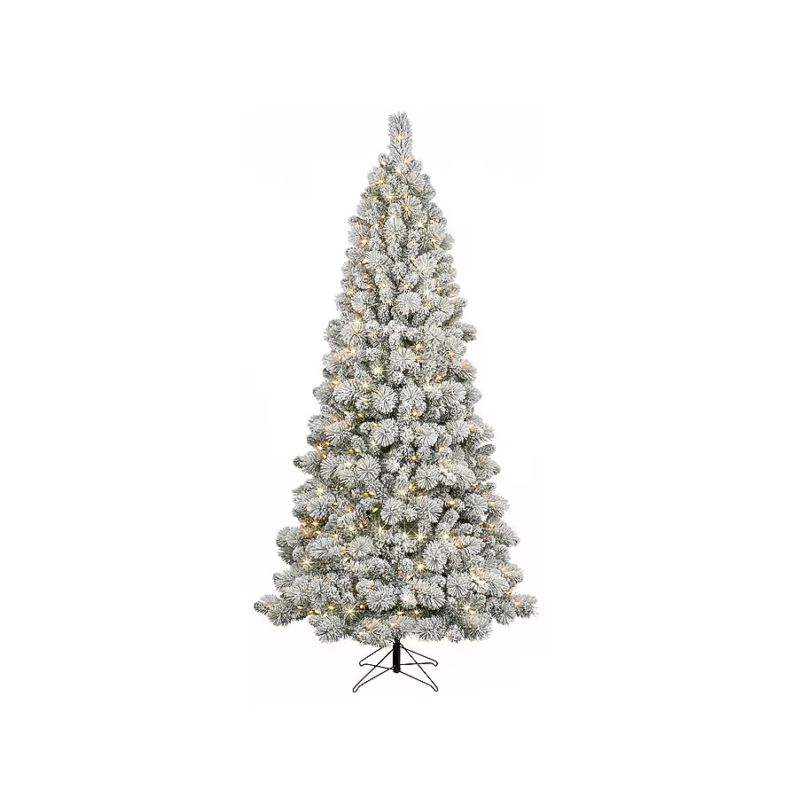GE 7.5-ft Laurel pine Pre-lit Flocked Artificial Christmas Tree with White LED Lights | Lowe's