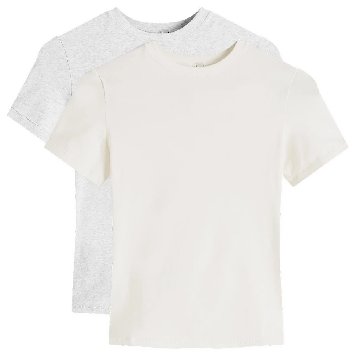 SKIMS Women's Cotton Jersey Bundle 2 Pack T-Shirt in Marble + Light Heather Grey, Size Medium | END. Clothing
