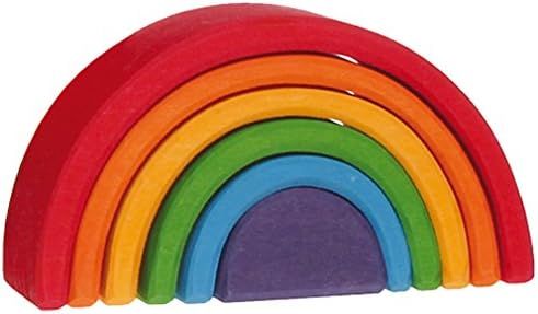 Grimm's Small (Mini) 6-Piece Rainbow Nesting Wooden Blocks Stacker, "Elements" of Nature: AIR | Amazon (US)
