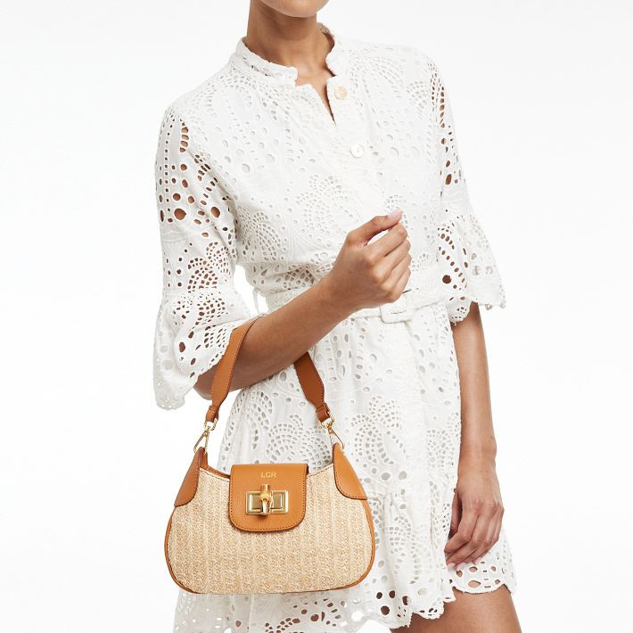 Bamboo Raffia Shoulder Bag | Mark and Graham