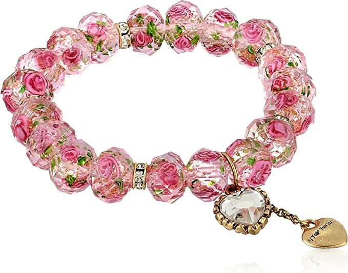 Betsey Johnson Tzarina Pink Beads Stretch Bracelet | Amazon (US)