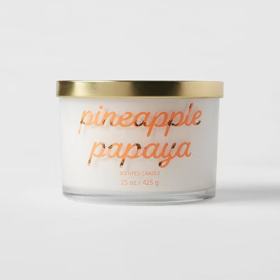 15oz Lidded Glass Jar 3-Wick Pineapple Papaya Candle - Opalhouse™ | Target