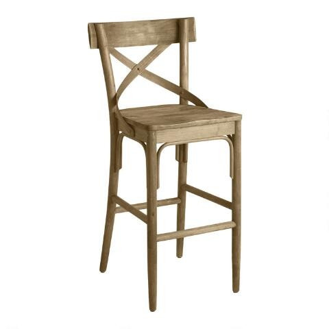 Bistro Distressed Wood Barstool | World Market