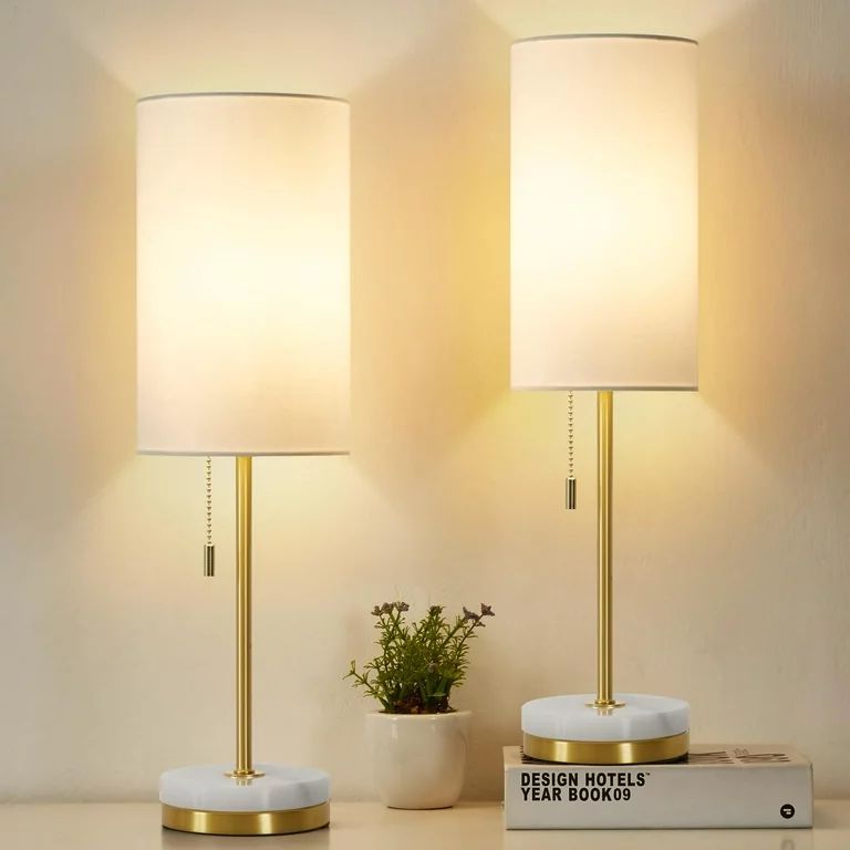 NATYSWAN Minimalist Table Lamp Set of 2, Nightstand Lamp for Bedroom Living Room, Modern Pull Cha... | Walmart (US)