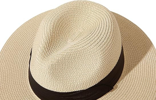 Lanzom Women Wide Brim Straw Panama Roll up Hat Fedora Beach Sun Hat UPF50+ | Amazon (US)