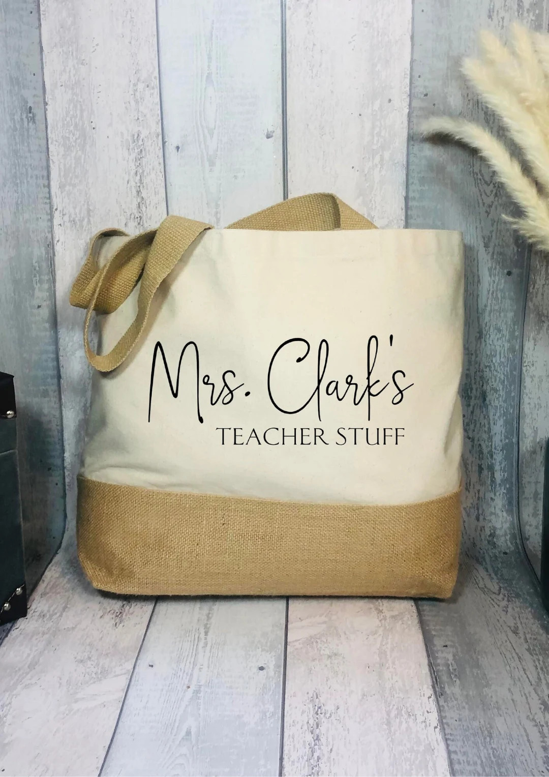 Personalised Teacher Jute Tote Bag, Teachers Bags, Shopper, Gift for Teacher, Unique Custom Desig... | Etsy (US)