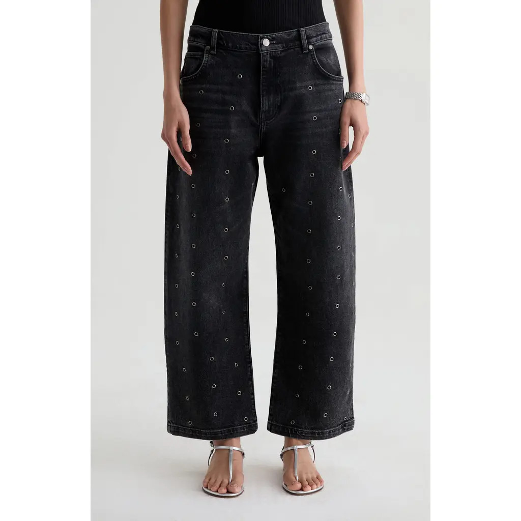 AG Hattie Grommet High Waist Ankle Barrel Jeans in Innovation at Nordstrom, Size 33 | Nordstrom
